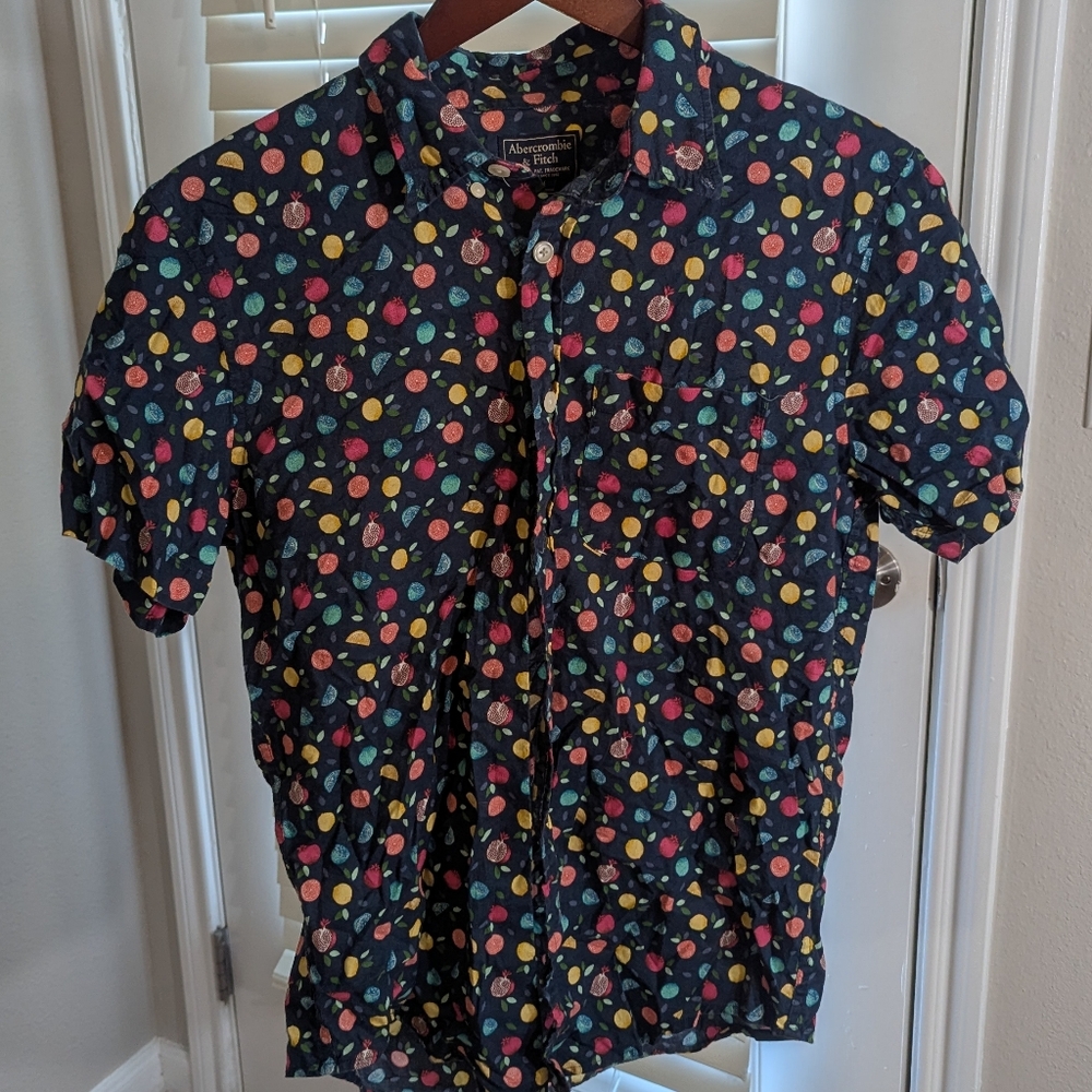 Abercrombie & Fitch Men's Navy Patterned Shirt - Picture 2 of 8